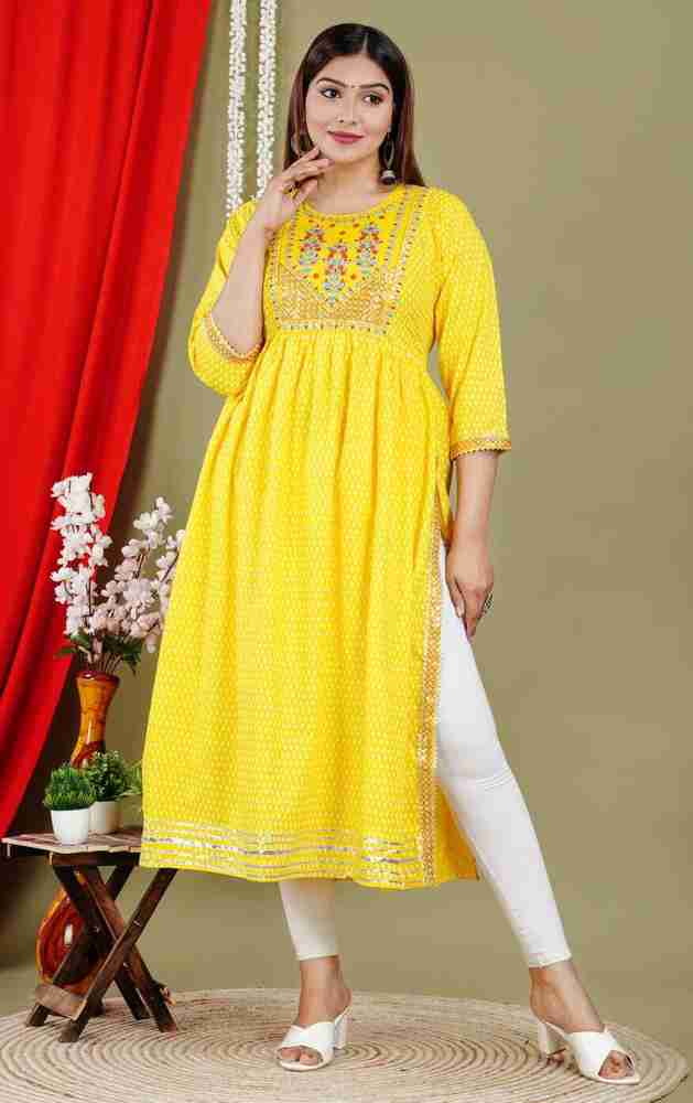 Yellow kurta design for girl hot sale