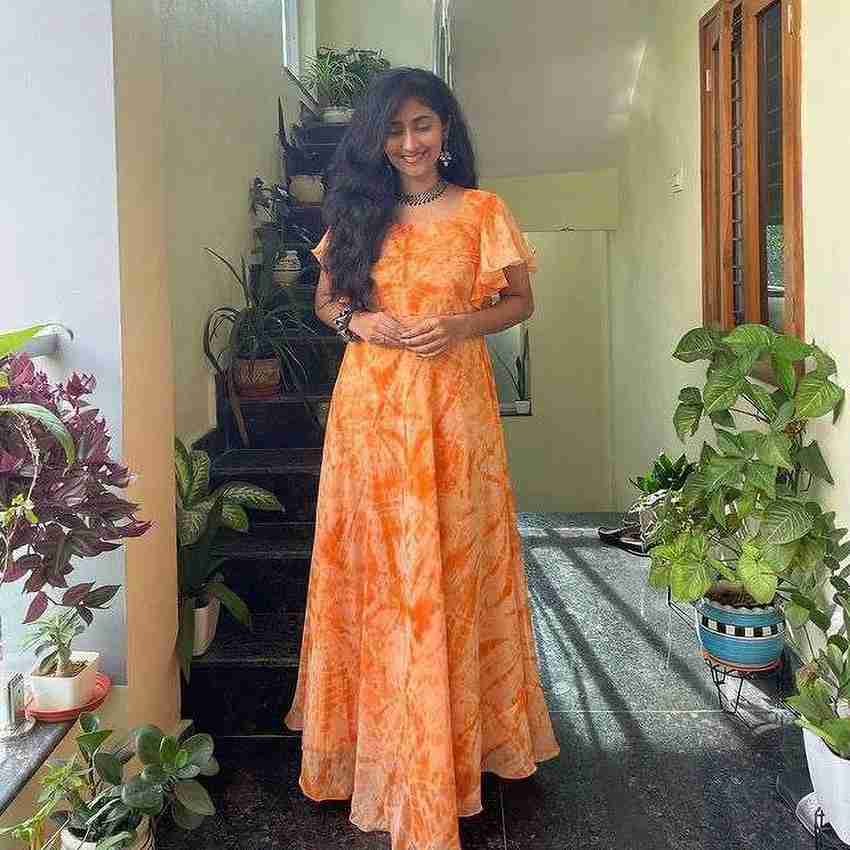 Orange long frock store