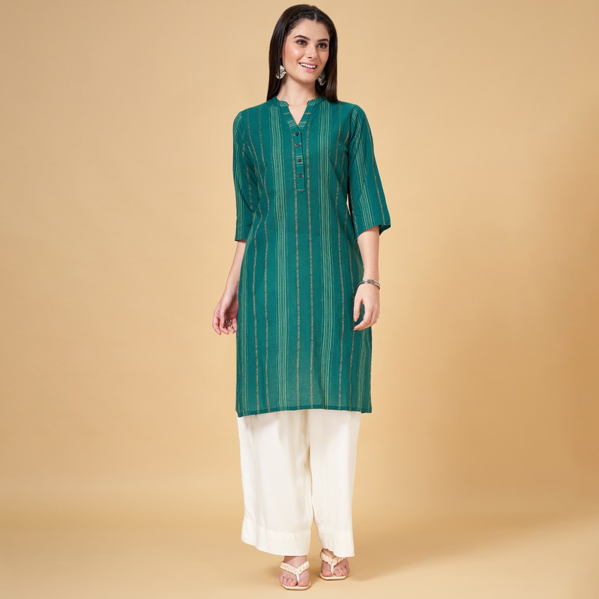 Rangmanch by Pantaloons Women Self Design Straight Kurta - Buy