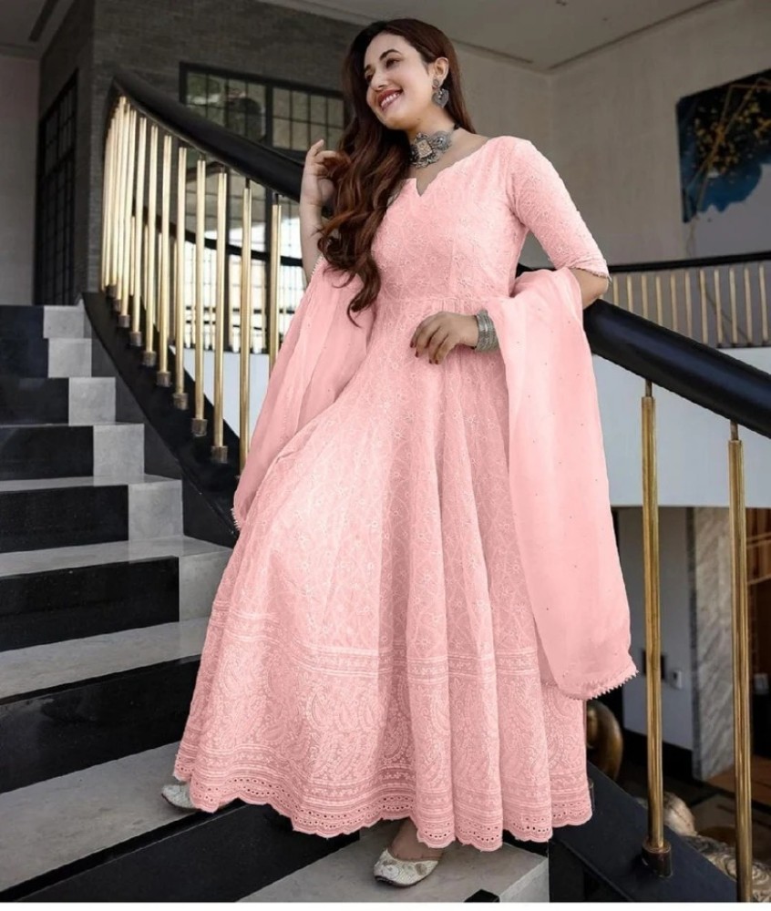 ABHYON Women Chikan Embroidery Anarkali Kurta Buy ABHYON Women