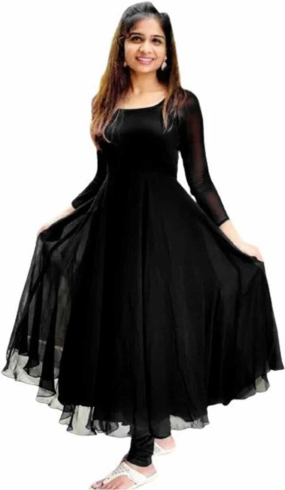 Plain black georgette on sale anarkali