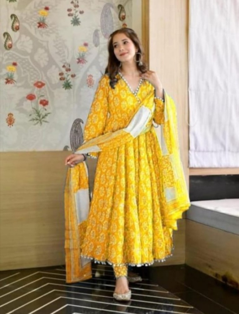 Buy Monghiba Yellow Gown for Women, Georgette Designer Gown for Haldi  Ceremony (PC_197_Yellow) at