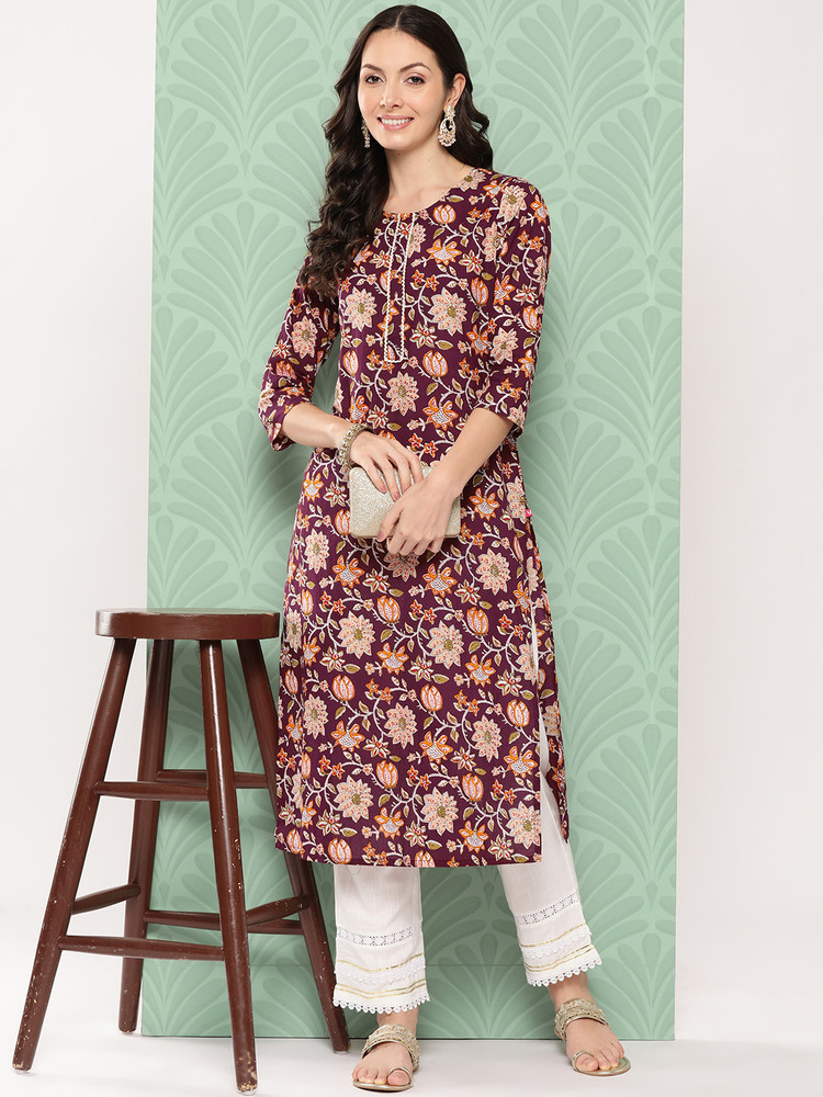 Varanga Women Printed Straight Kurta Buy Varanga Women Printed