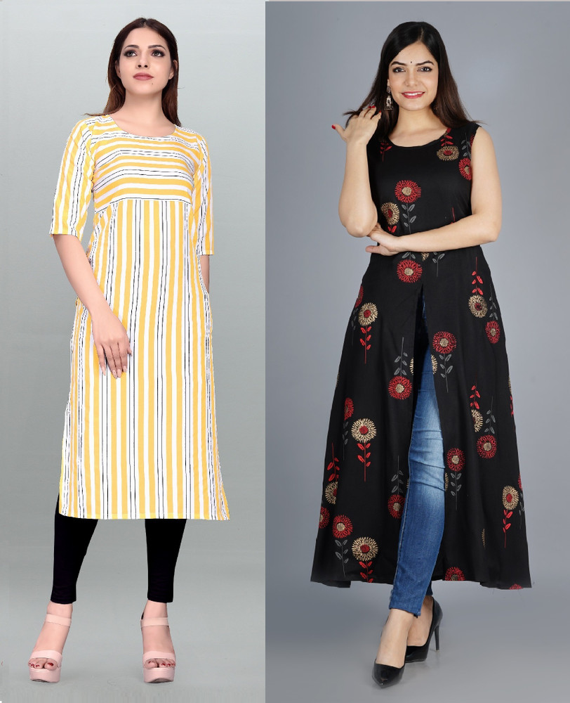 Hiral Creation Women Floral Print Frontslit Kurta Buy Hiral