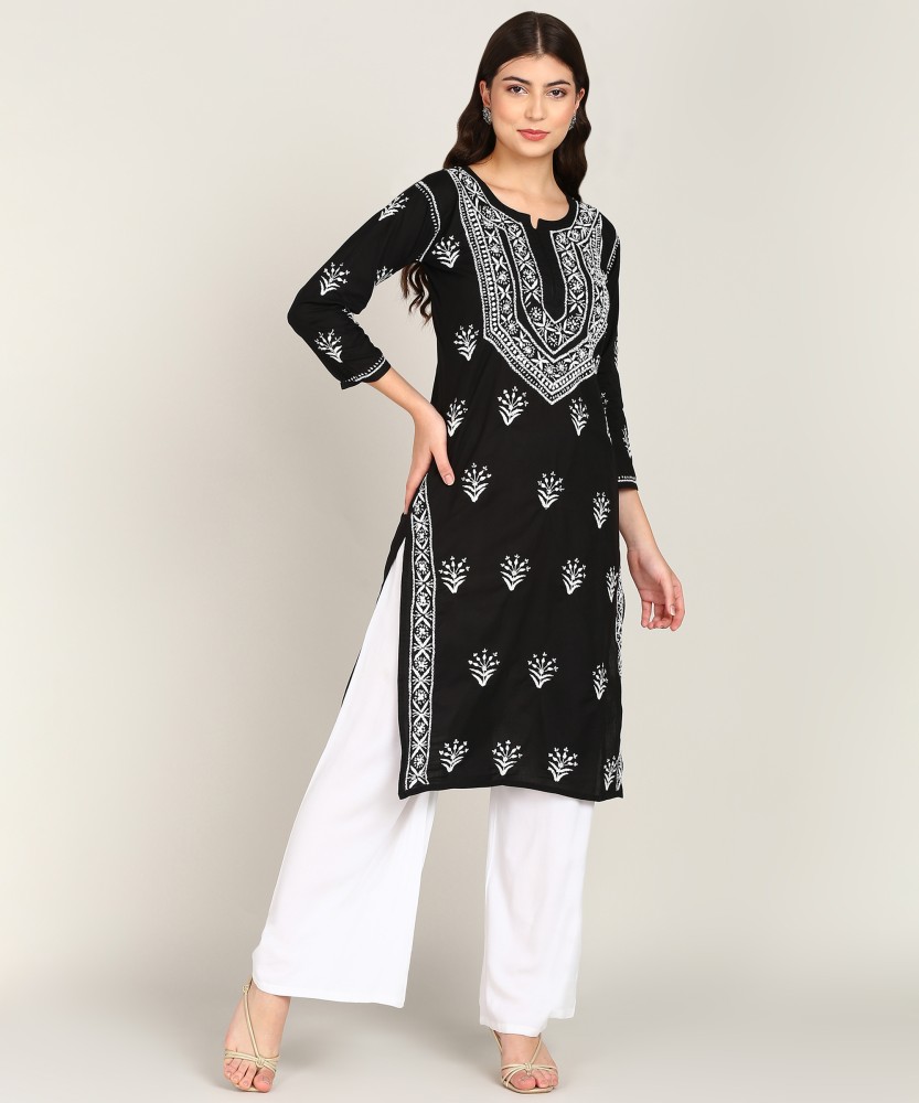 VAHSON Women Chikan Embroidery, Embroidered, Floral Print, Self Design A-line  Kurta - Buy VAHSON Women Chikan Embroidery, Embroidered, Floral Print, Self  Design A-line Kurta Online at Best Prices in India