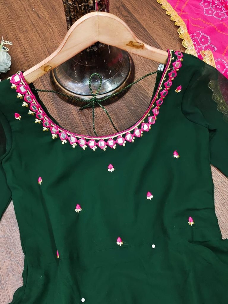 mirror work churidar neck designs