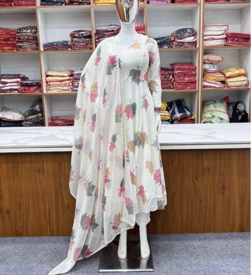 PRESENTING NEW PURE SOFT GEORGETTE FLORAL ANARKALI KURTI BOTTOM WITH  DUPATTA COLLATION.