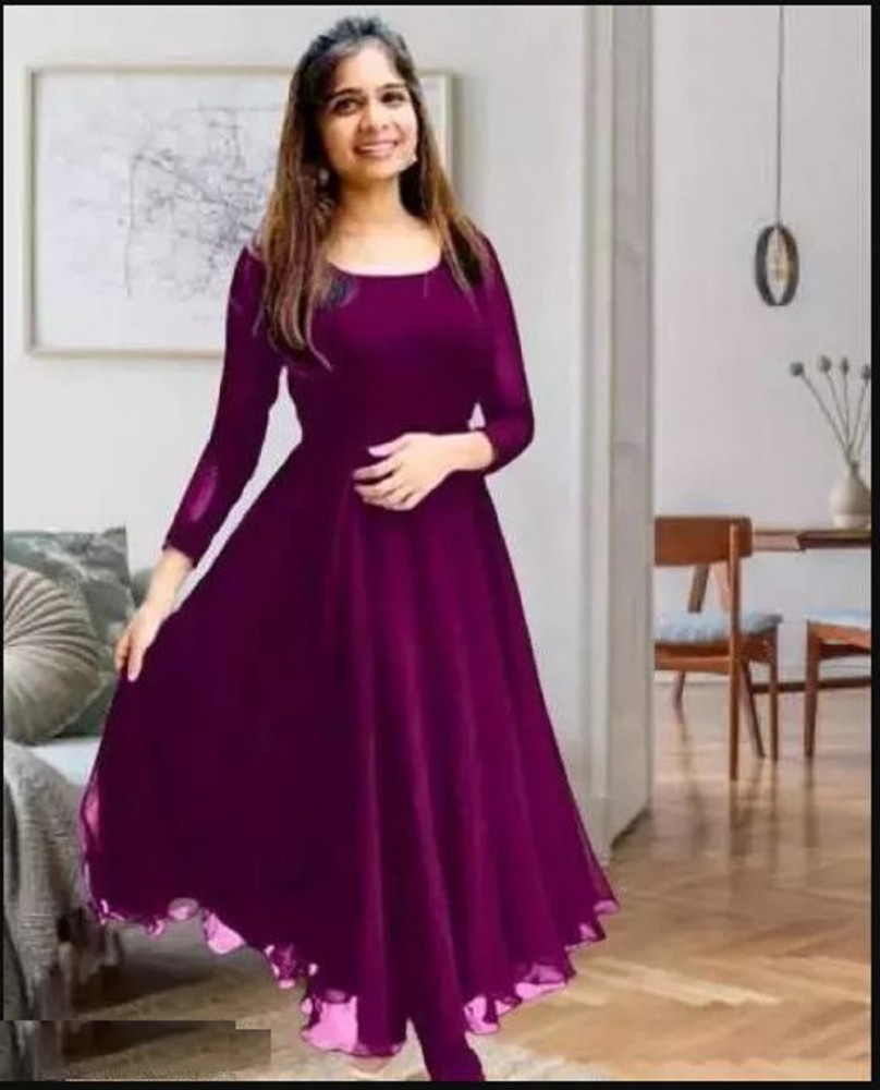 Purple butta anarkali dress by Athira Designs | The Secret Label