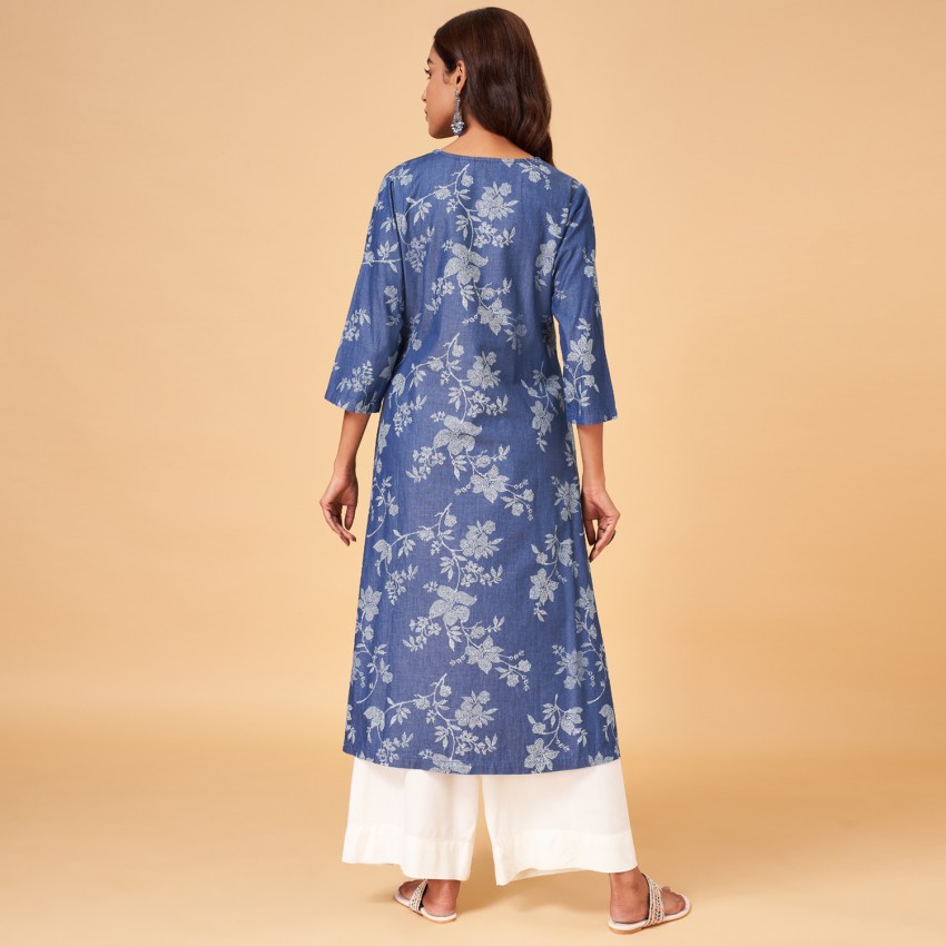 Rangmanch by Pantaloons Women Printed Frontslit Kurta - Buy Rangmanch by Pantaloons  Women Printed Frontslit Kurta Online at Best Prices in India