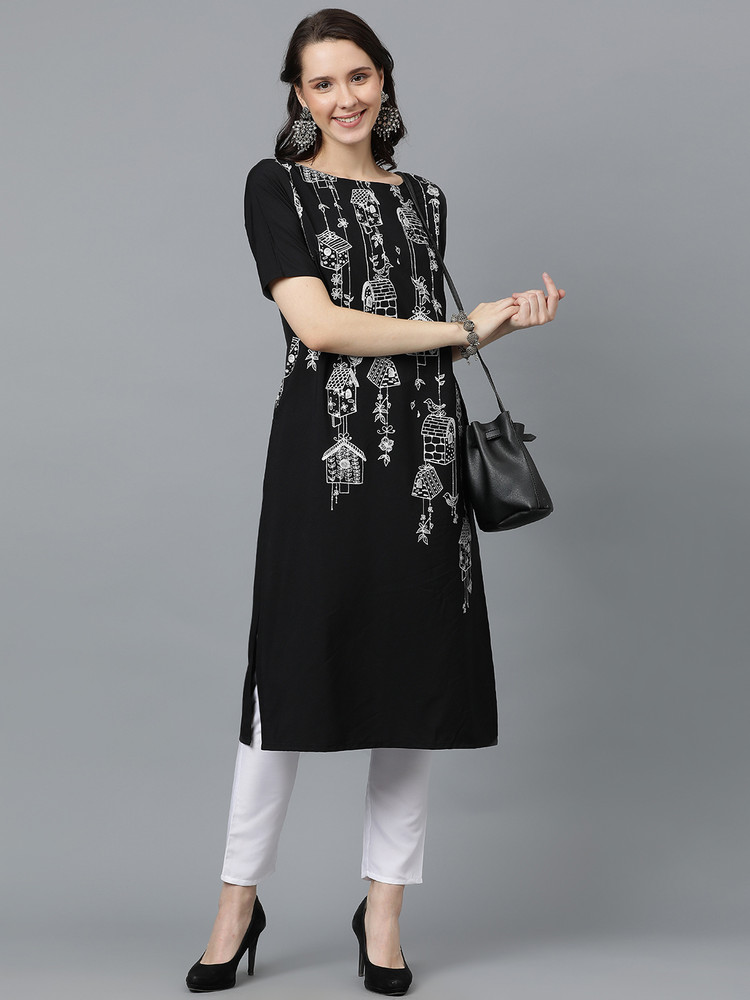Ziyaa women's straight crepe kurta on sale