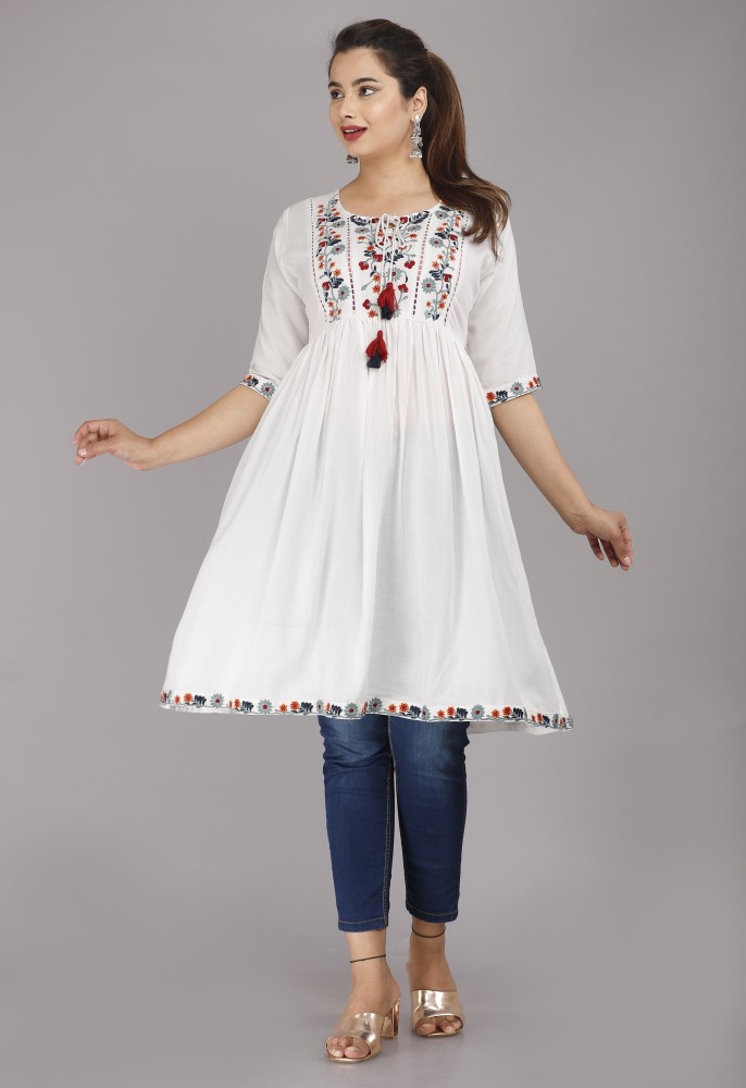 Flipkart white kurti best sale