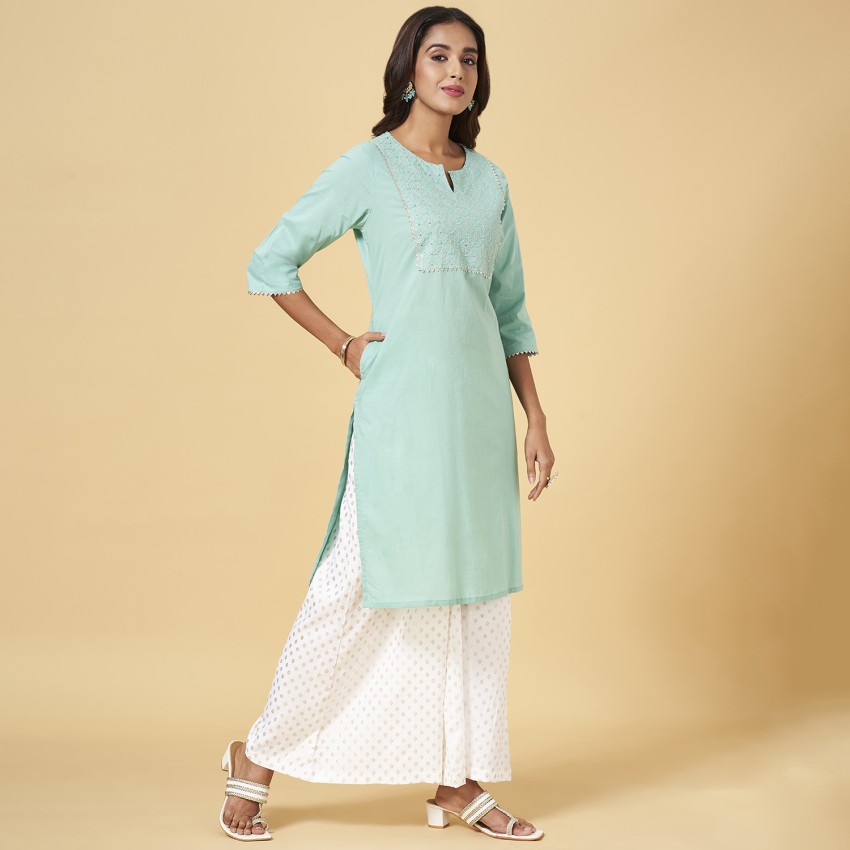 Rangmanch by Pantaloons Women Embroidered Straight Kurta - Buy