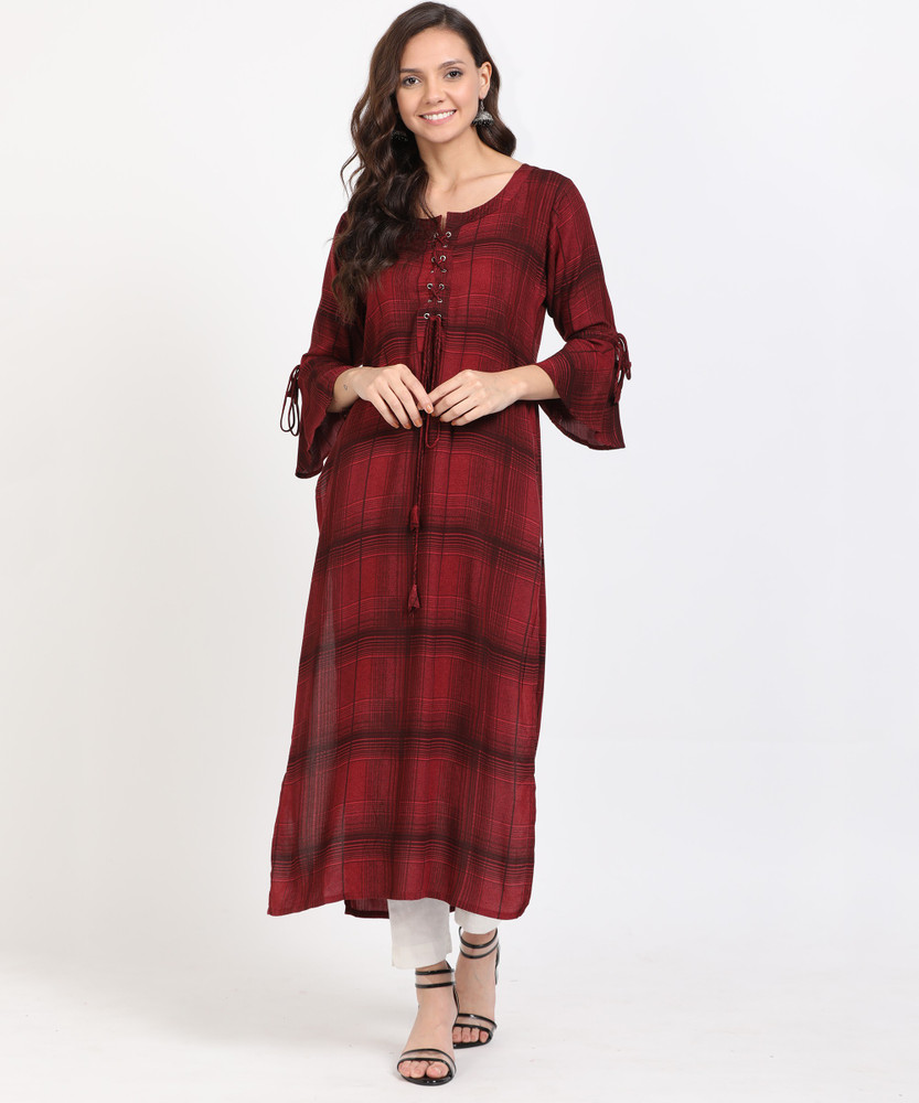 Libas women's checkered straight kurta clearance