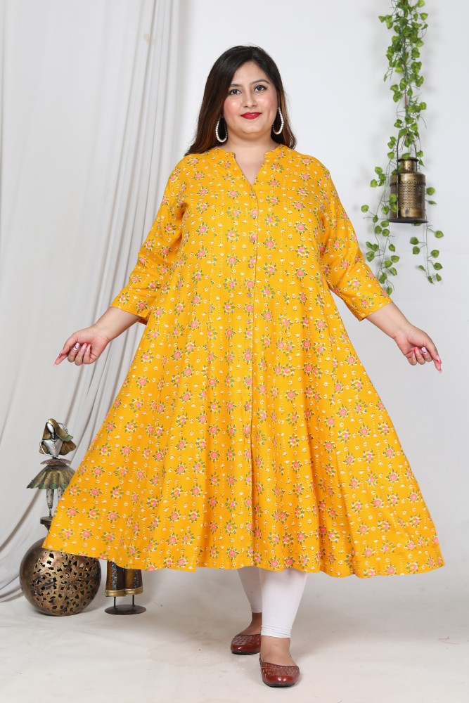 Yellow hot sale cotton anarkali