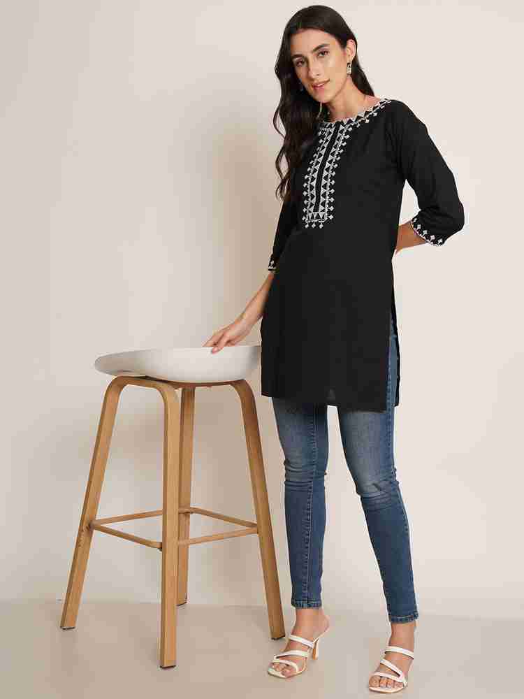 Brownverse Women Embroidered A line Kurta Buy Brownverse Women