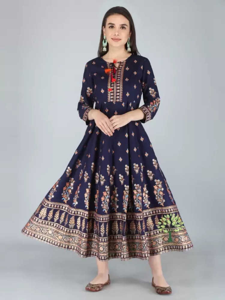 Anarkali Kurta Women Floral Print Viscose Rayon Flared, 44% OFF