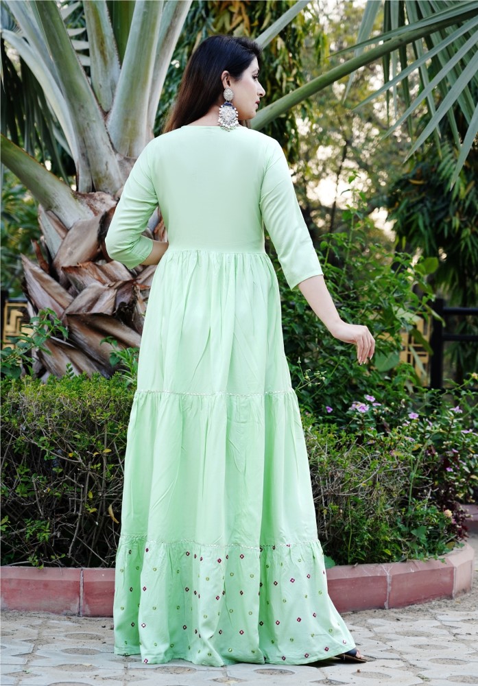 Women Embroidered Cotton Rayon Anarkali Kurta Price In