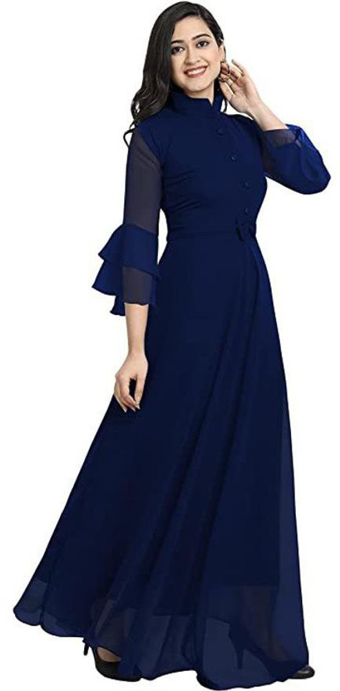 Blue 2025 plain gown