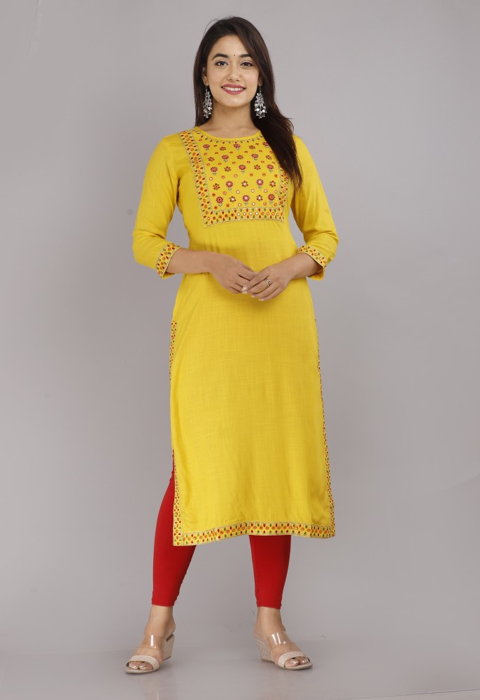 STYLE ANGEL Women Embroidered Straight Kurta