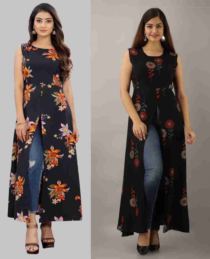 Hiral Creation Women Printed Polka Print Frontslit Kurta Buy