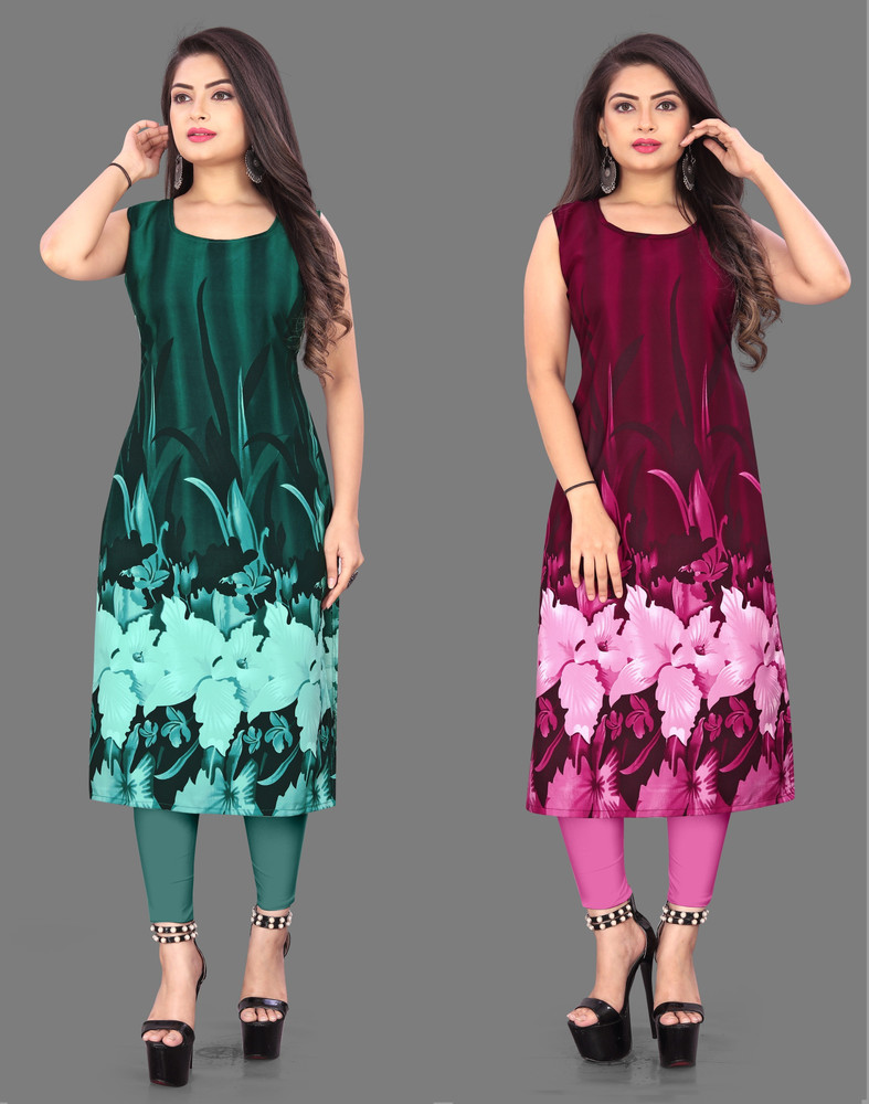 Modli 20 Fashion Women Floral Print Straight Kurta