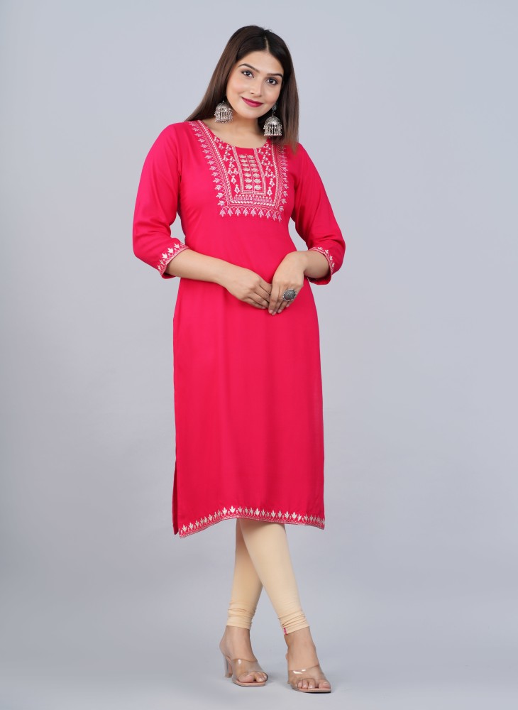 SHIN FASHION Women Embroidered Straight Kurta - Buy SHIN FASHION