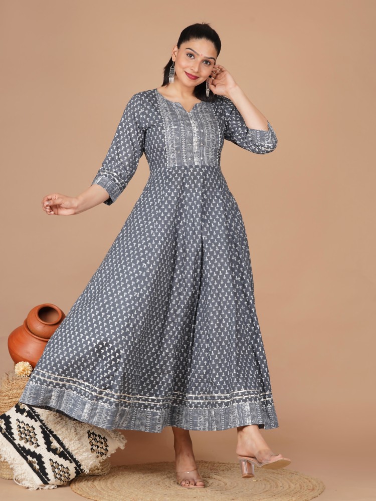 Grey hot sale anarkali kurti