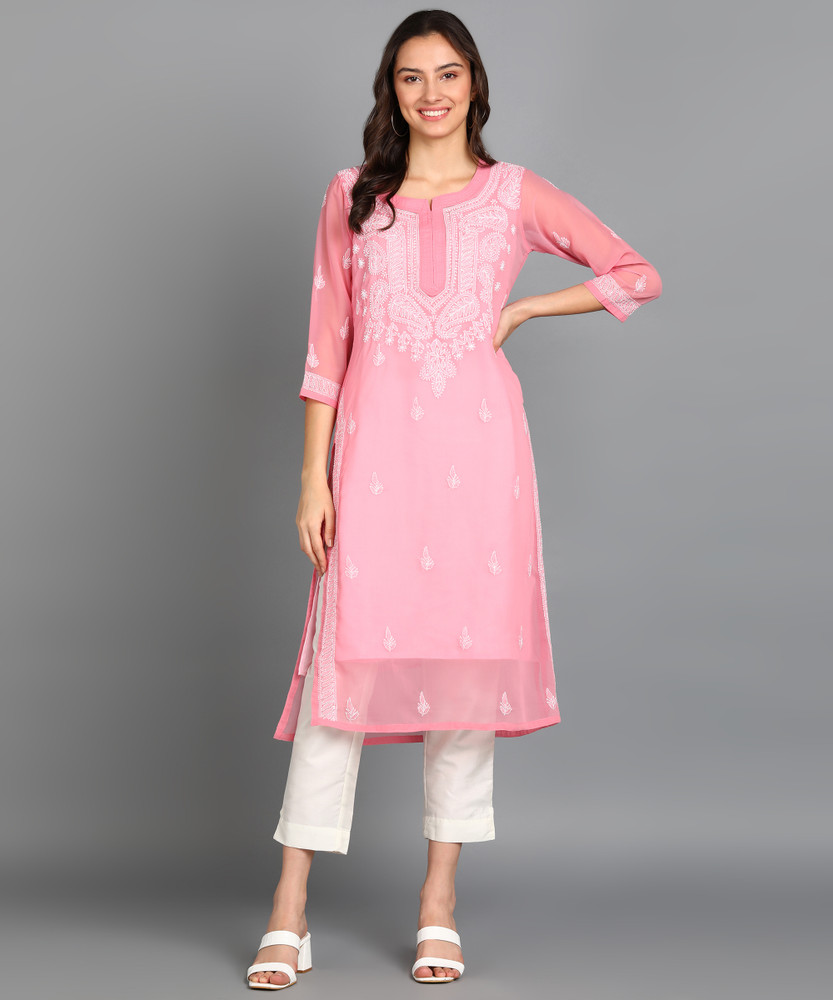 Parnavi Women Chikan Embroidery Straight Kurta - Buy Parnavi Women Chikan  Embroidery Straight Kurta Online at Best Prices in India | Flipkart.com