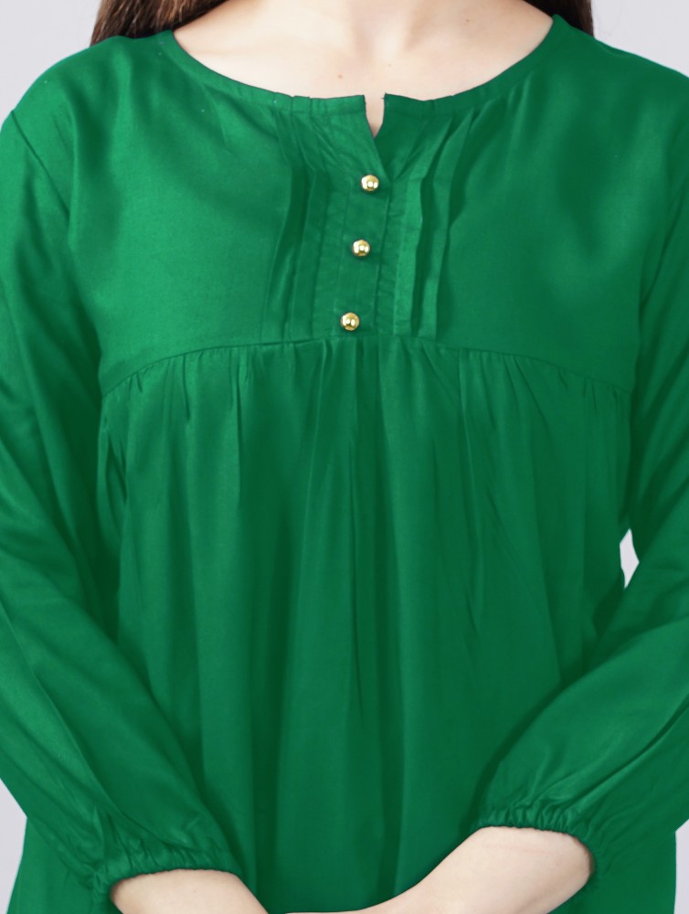 EKDAYA Casual Solid Women Green Top - Buy EKDAYA Casual Solid