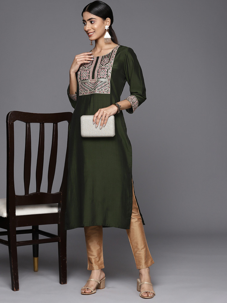 Libas olive green kurta hot sale