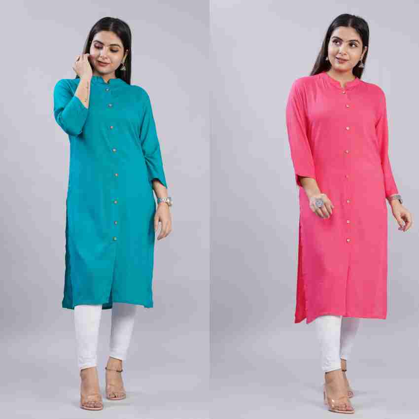 Kyraa Women Solid Straight Kurta - Buy Kyraa Women Solid Straight