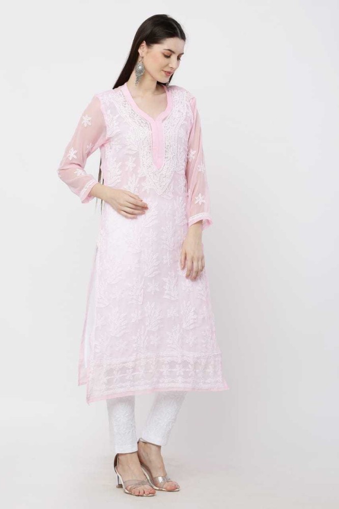 Ananya Fashion Women 's Lucknow Embroidered Chikenkari