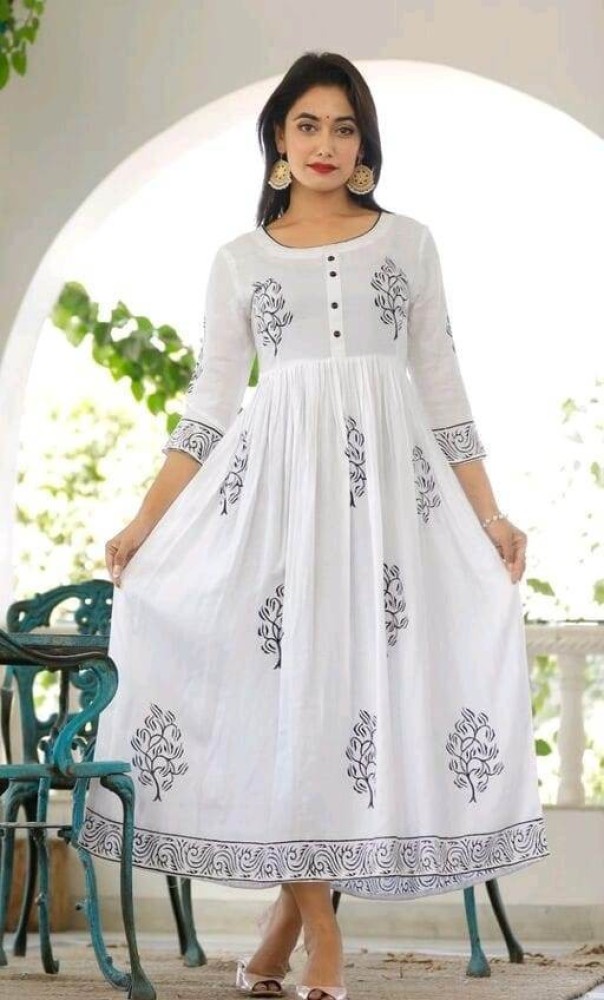 White hot sale anarkali myntra