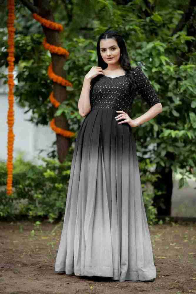 Long gown black hot sale for chubby