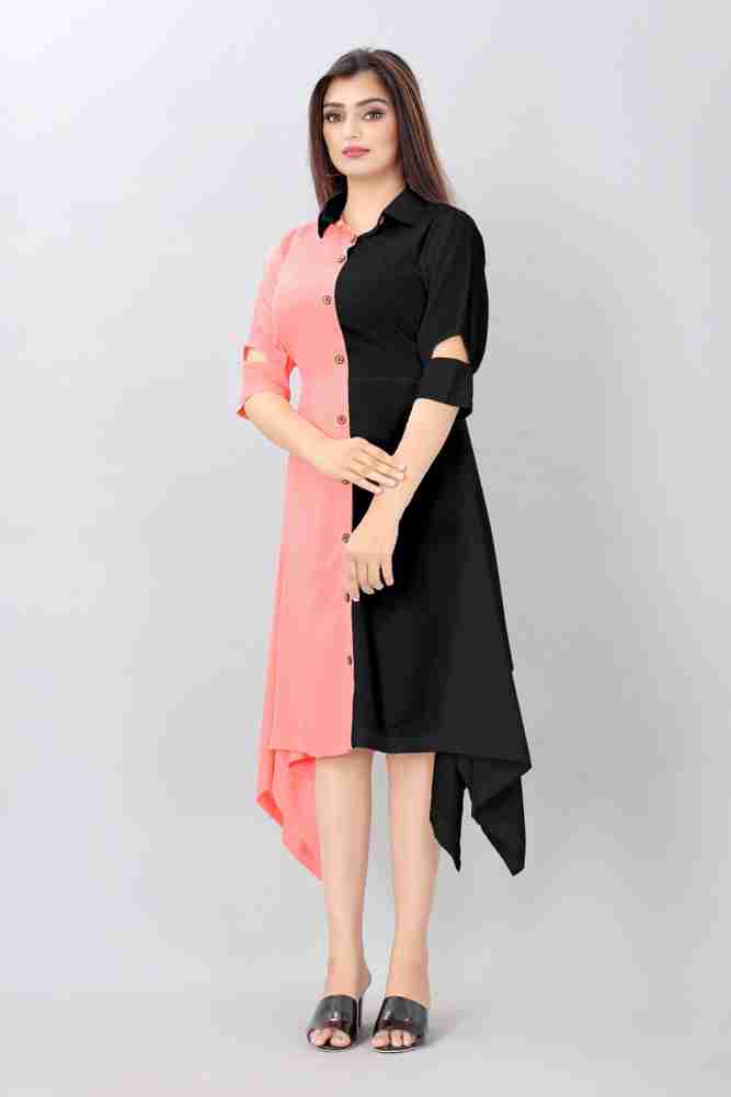 Peach black clearance dress