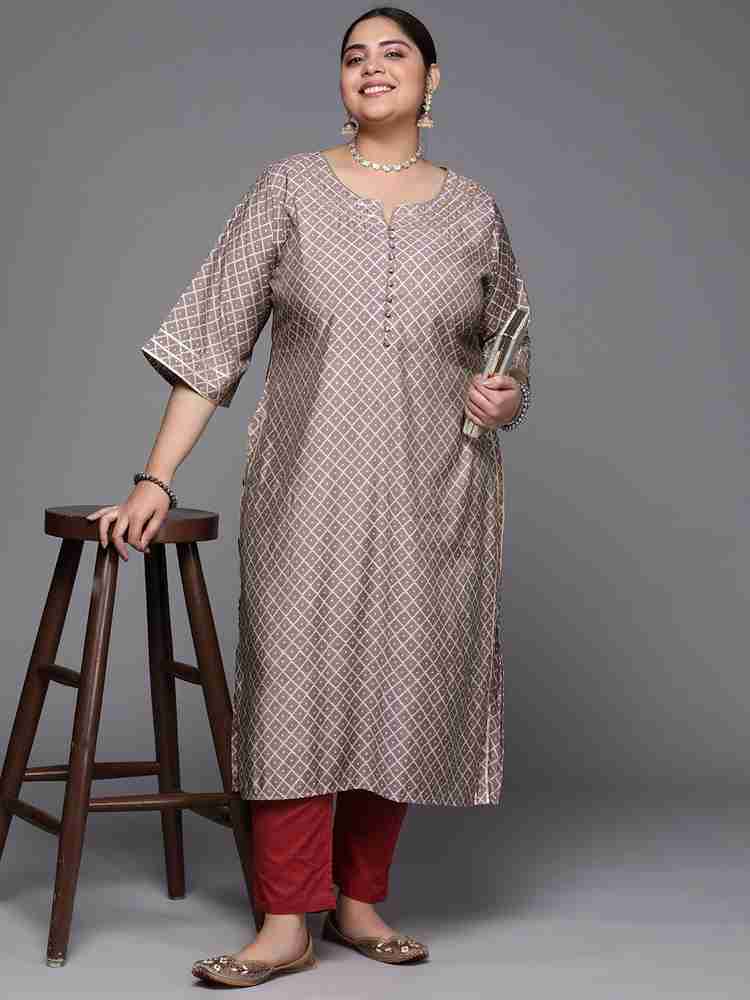Libas women's checkered straight kurta hot sale