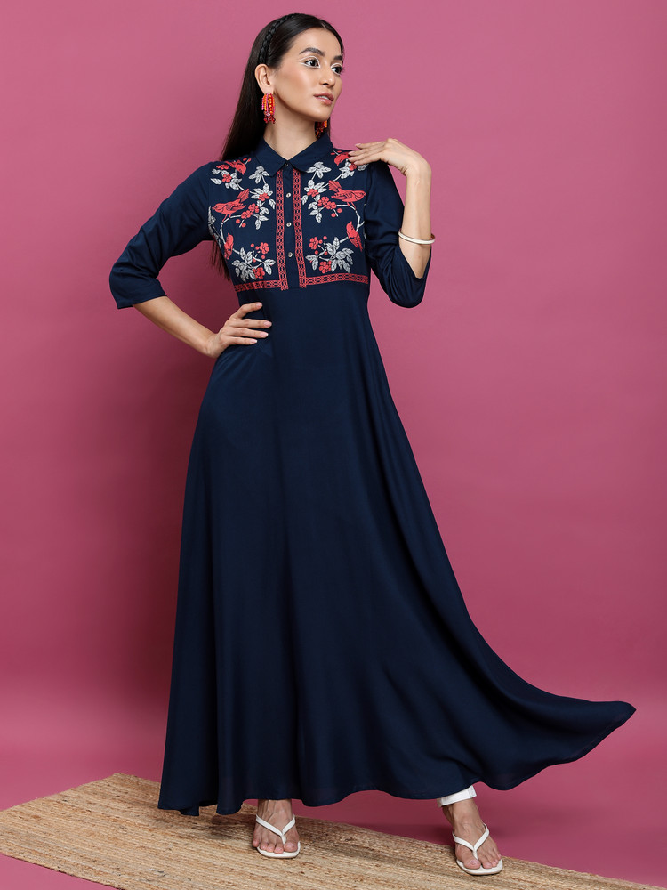 Vishudh Women Solid Anarkali Kurta Buy Vishudh Women Solid