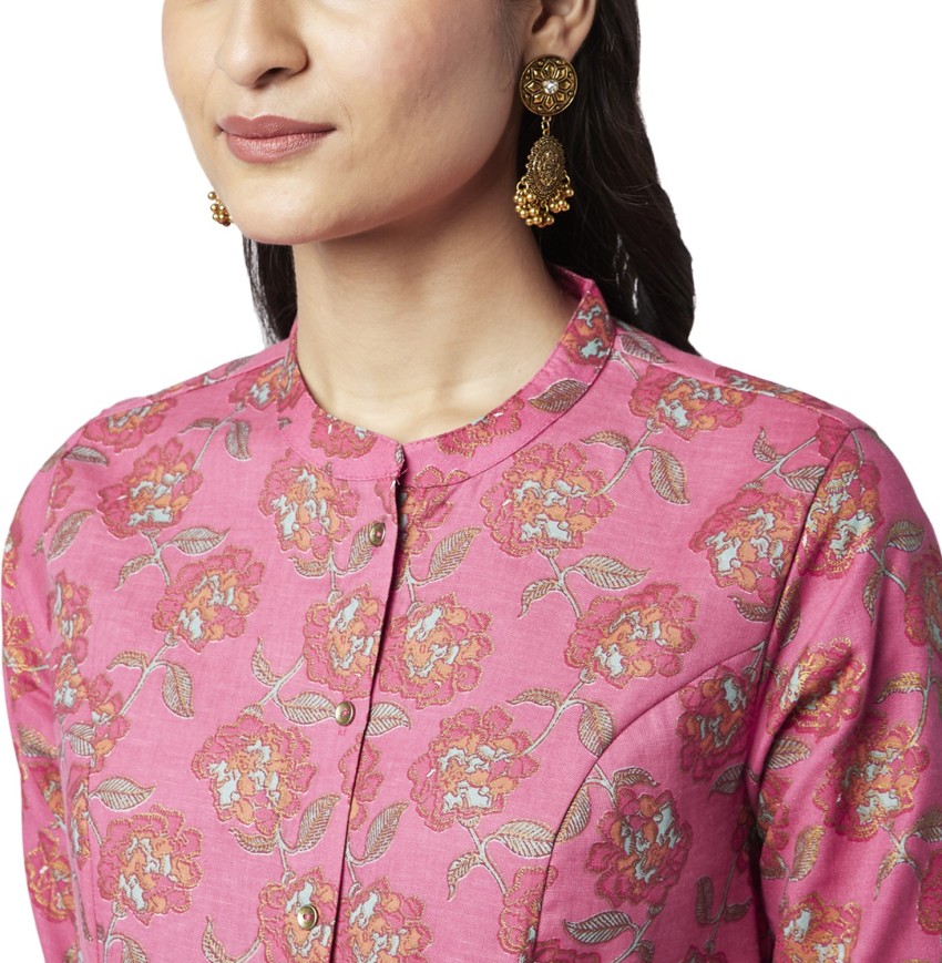 Rangmanch by Pantaloons Pink Cotton Floral Print A Line Kurta