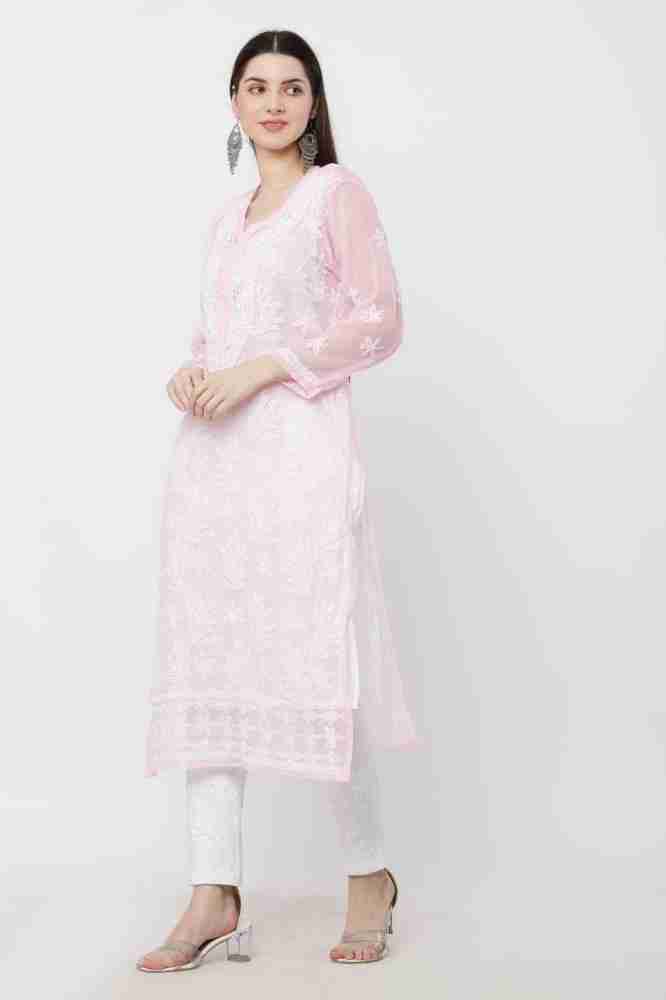 Georgette chikankari hot sale kurtis online