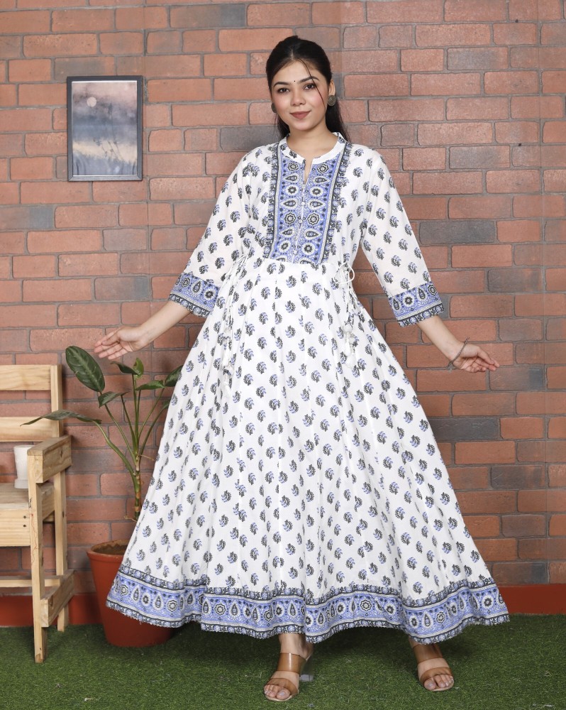 White cotton anarkali clearance kurta