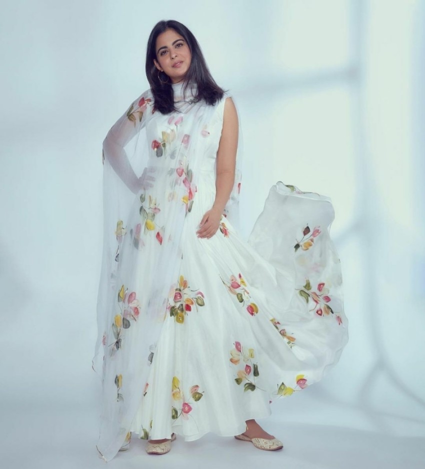 White anarkali 2024 dress flipkart