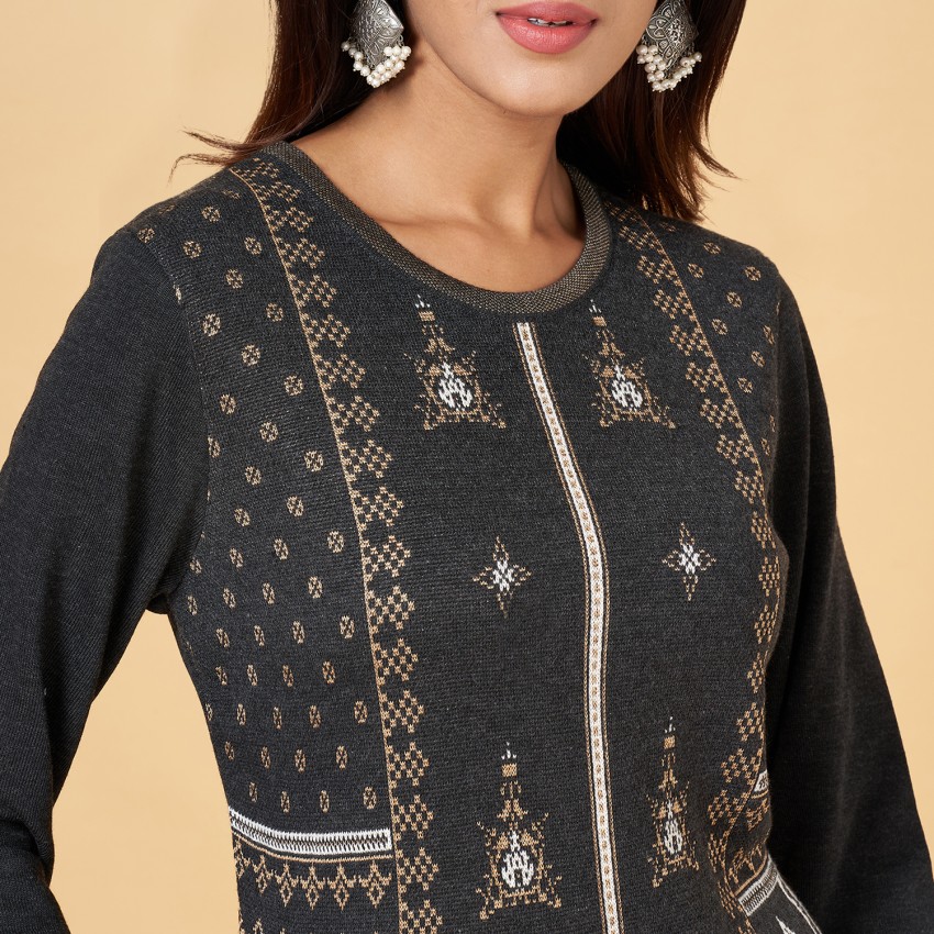 YU by Pantaloons Grey Printed A Line Kurta