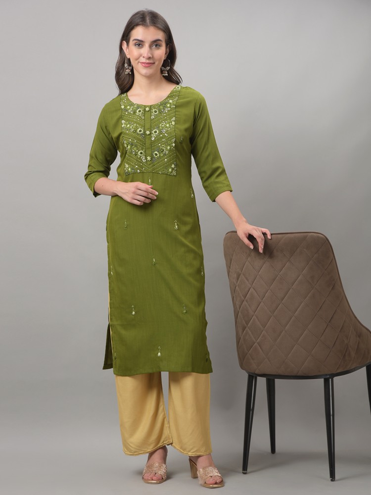 Dollar Missy Women Self Design Straight Kurta - Buy Dollar Missy