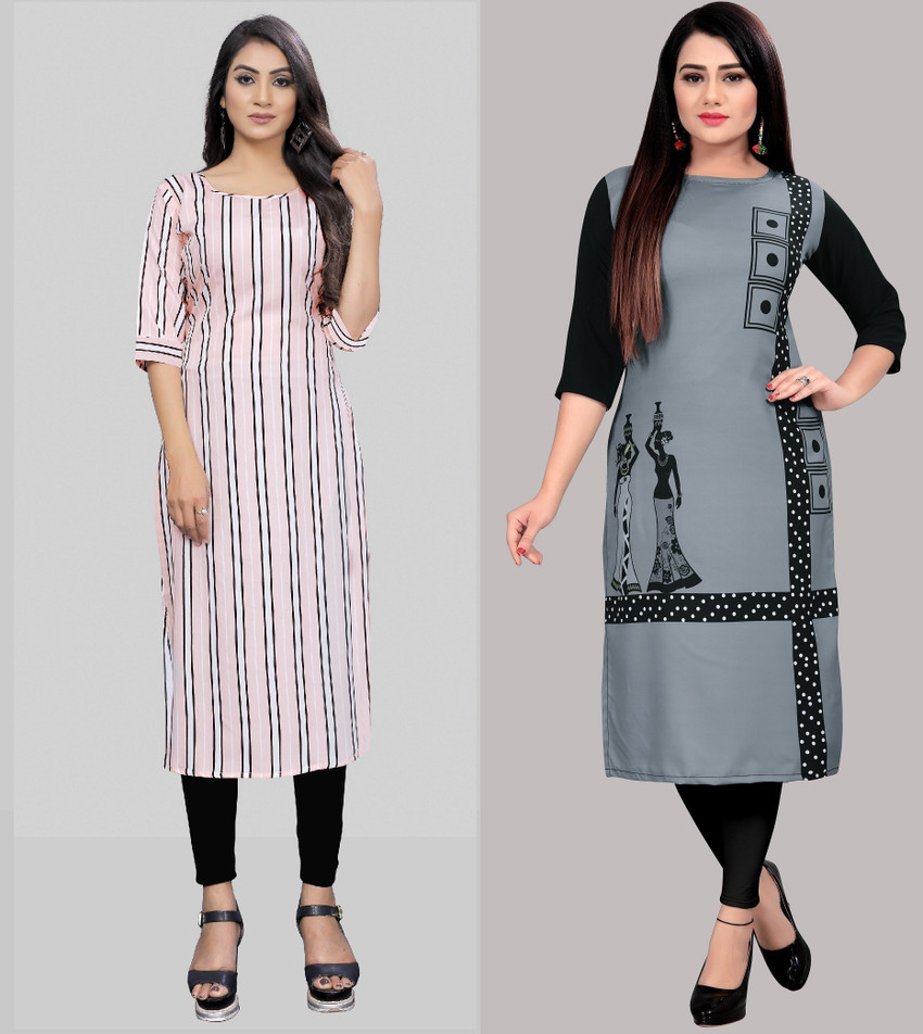 Modli 20 Fashion Women Striped Printed Straight Kurta Buy Modli