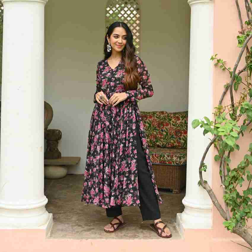 Joveos Women Floral Print A line Kurta Buy Joveos Women Floral