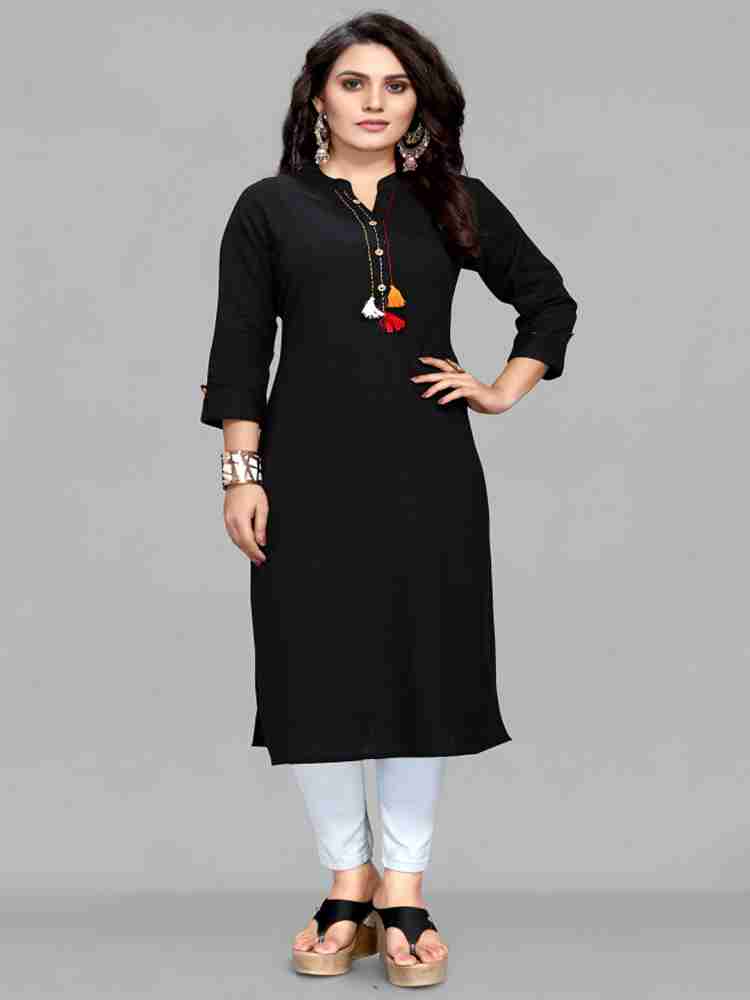 Plain black kurta hot sale for girl