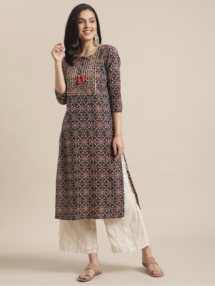 Women printed outlet straight kurta