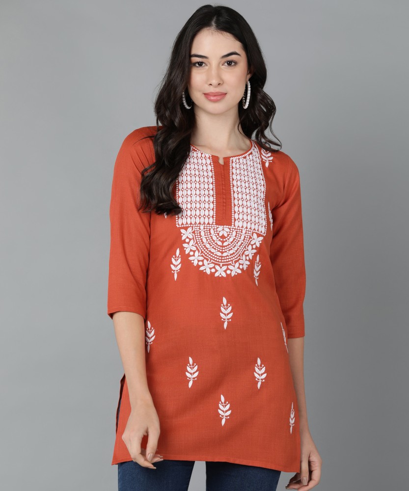 TOP N THREAD Women Chikan Embroidery Embroidered Straight Kurta  Buy TOP  N THREAD Women Chikan Embroidery Embroidered Straight Kurta Online at Best  Prices in India  Flipkartcom