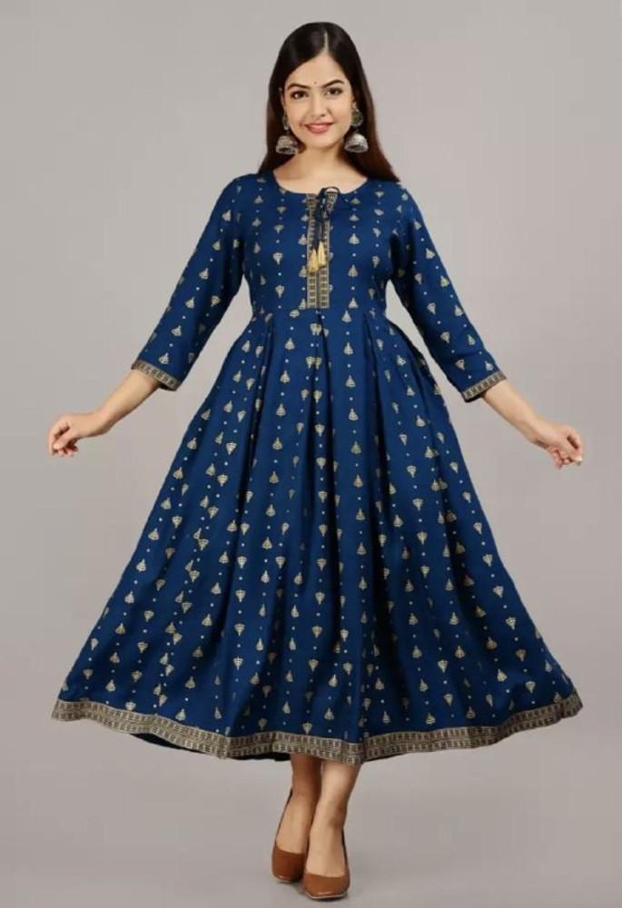 RAJBHARAT Women Printed Anarkali Kurta Buy RAJBHARAT Women
