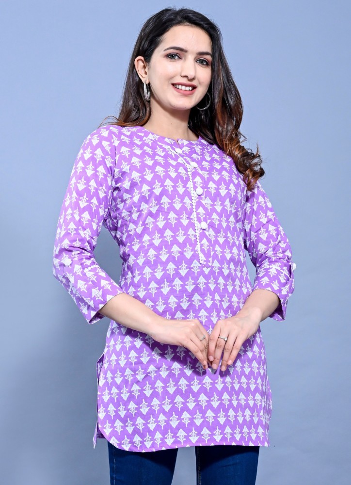 Shubhmantra Women's Pure Cotton Printed Straight Short Kurti for